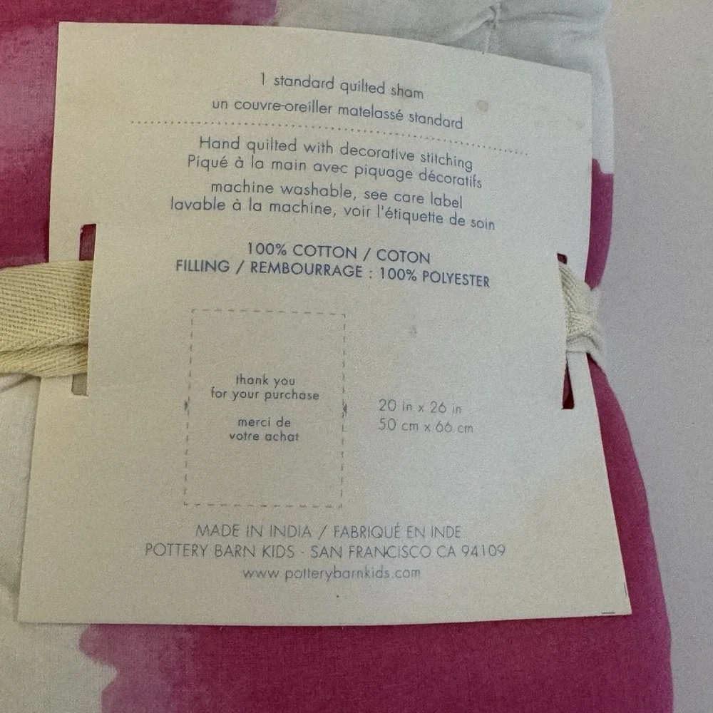 Pottery Barn Kids Watercolor Dot standard sham quilted bright pink New w‎ tag